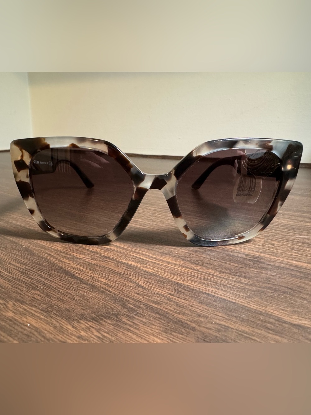 Prada PR 24XS Cat Eye Sunglasses Gray Havana 52mm Italy NWT